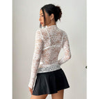 Women's Seductive Lace Top with Floral Pattern and Stretch | Taota