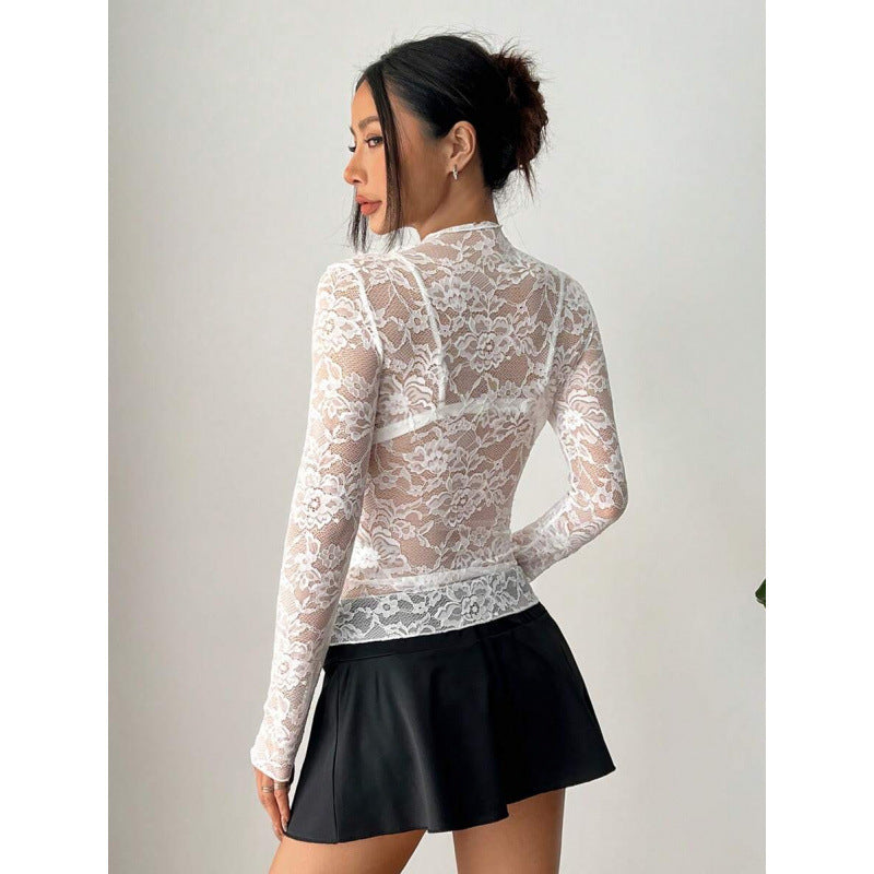 Women's Seductive Lace Top with Floral Pattern and Stretch | Taota