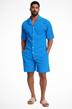Liam | Men Short Sleeve Textured Shirt and Shorts Summer Outfit Set