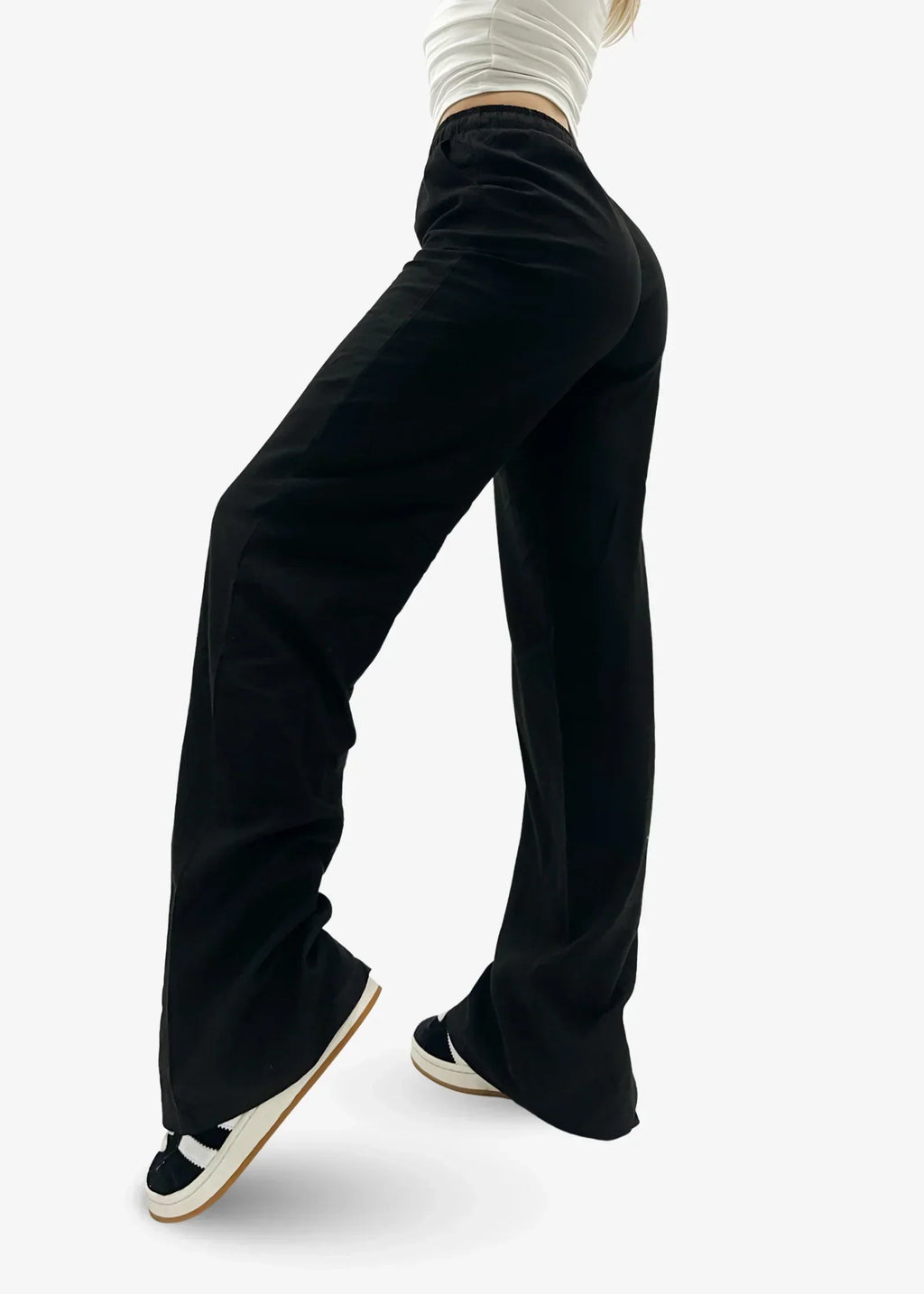 Hanna | Black Linen-Look Trousers