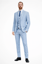 Liam | Men Linen Three Piece Wedding Guest Suit Blazer Trousers and Waistcoat Set