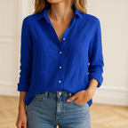 Lia | Timeless Long Sleeve White Linen Shirt