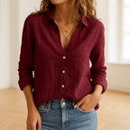 Lia | Timeless Long Sleeve White Linen Shirt