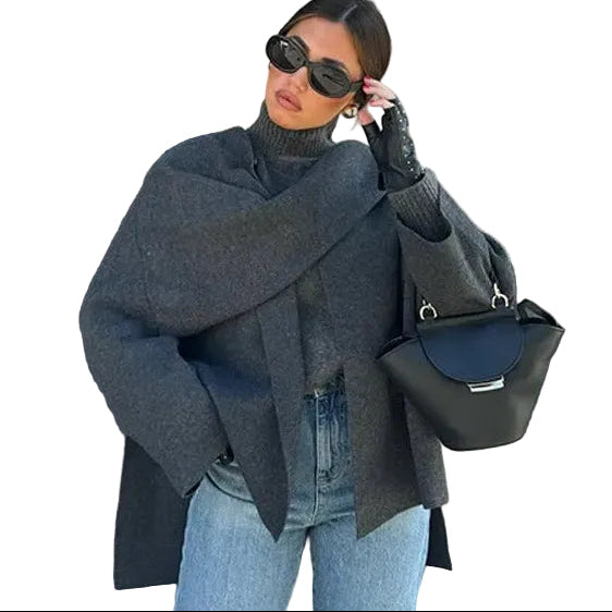 ISA | Poncho Hooded Button Jacket