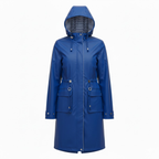 Lia | Women's Hooded Long Trench Coat Zipper Closure Full Sleeve Canvas Jacket with Pockets