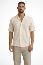Liam | Men Short Sleeve Open Collar Chevron Textured Summer Shirt