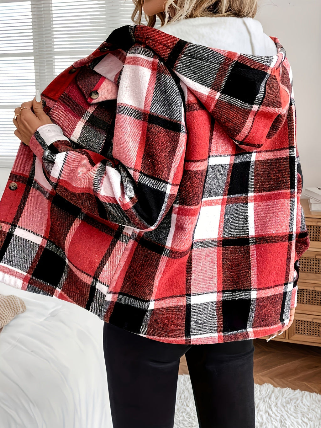 Lucy | Women’s Plaid Hooded Fleece Jacket