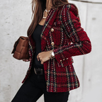 Lia | Women’s Plaid Blazer Long Sleeve Checkered Look Formal Stylish