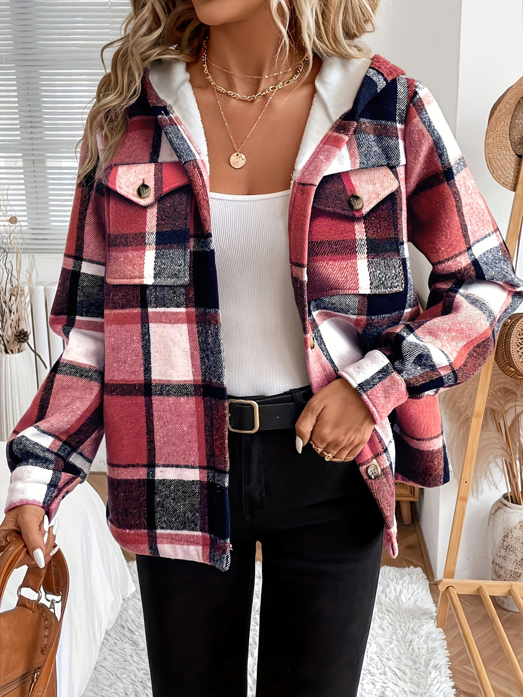 Lucy | Women’s Plaid Hooded Fleece Jacket