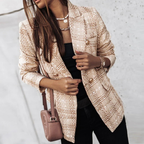 Lia | Women’s Plaid Blazer Long Sleeve Checkered Look Formal Stylish
