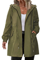Women's Rain Jacket with Hood and Zipper - Louisa