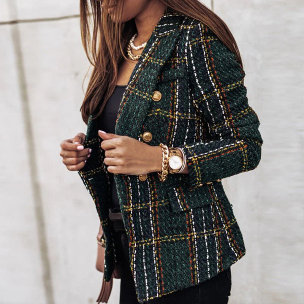 Lia | Women’s Plaid Blazer Long Sleeve Checkered Look Formal Stylish