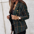 Lia | Women’s Plaid Blazer Long Sleeve Checkered Look Formal Stylish