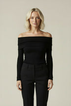 Noa | All-Season Draped Knit Off-Shoulder Top