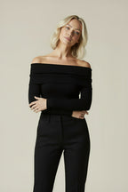 Noa | All-Season Draped Knit Off-Shoulder Top