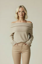 Noa | All-Season Draped Knit Off-Shoulder Top