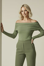 Noa | All-Season Draped Knit Off-Shoulder Top