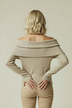 Noa | All-Season Draped Knit Off-Shoulder Top