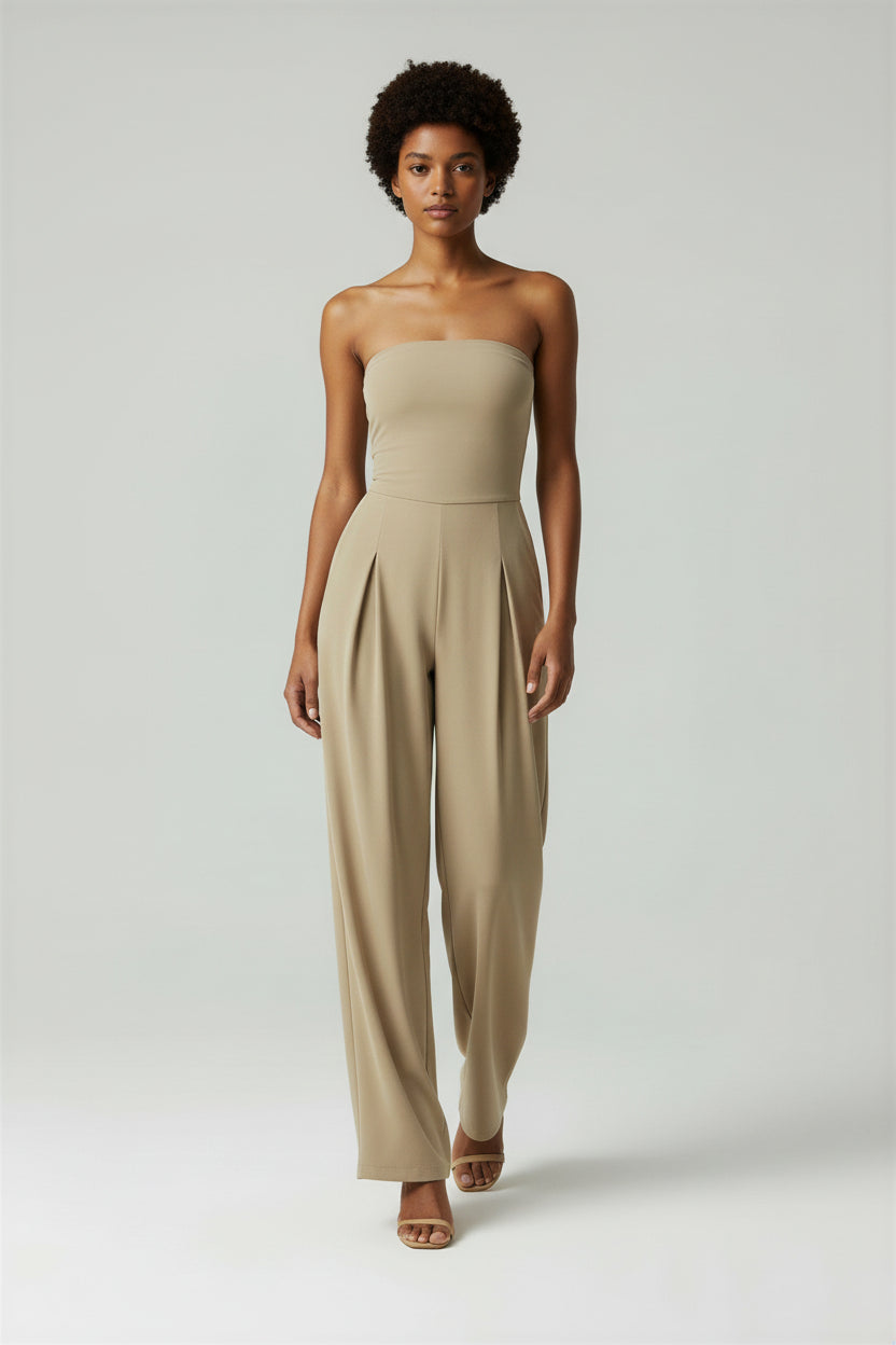 Jenny -  Evening Satin Look Jumpsuit
