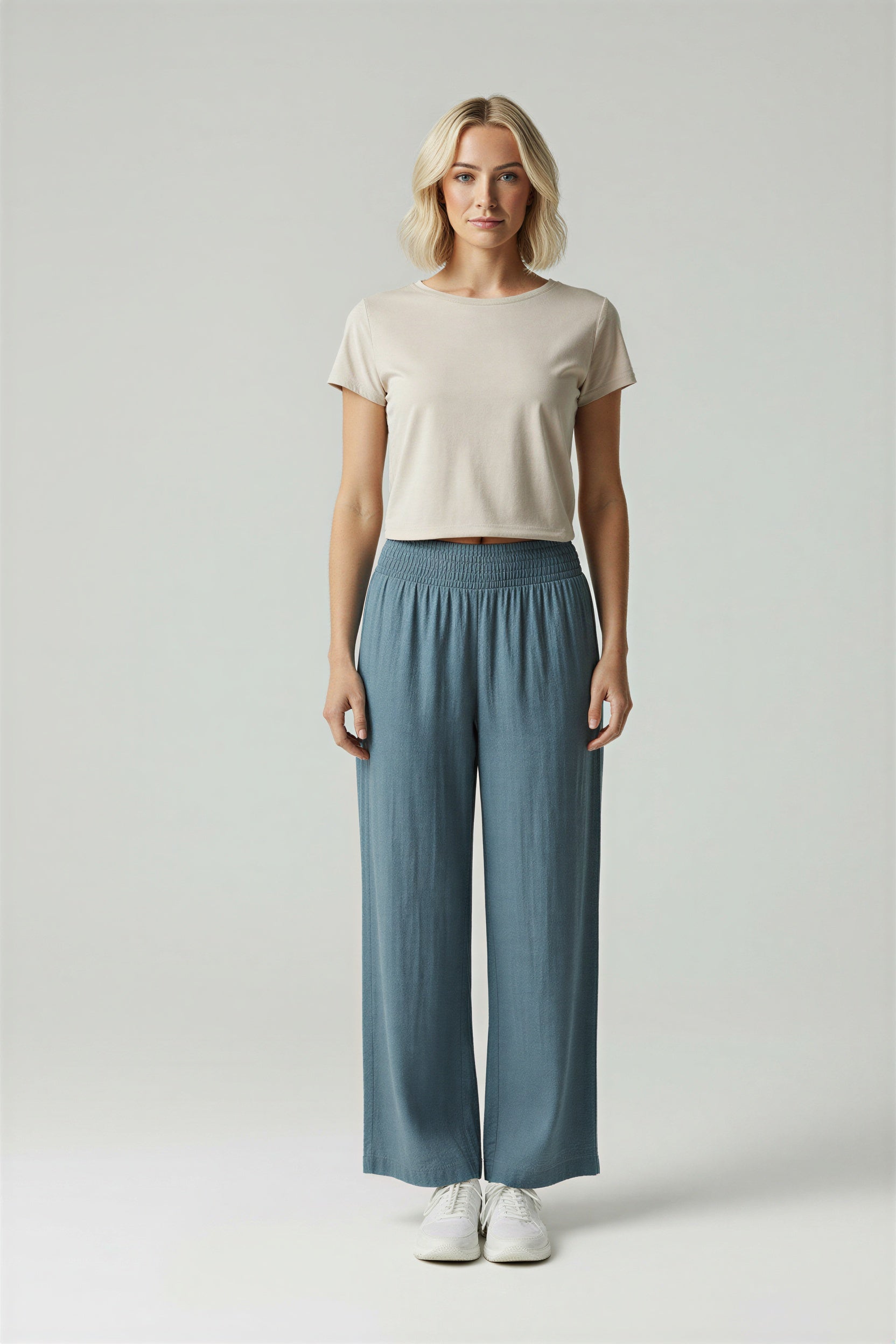 Anni -  Summer Linen Blend Wide Leg Pants