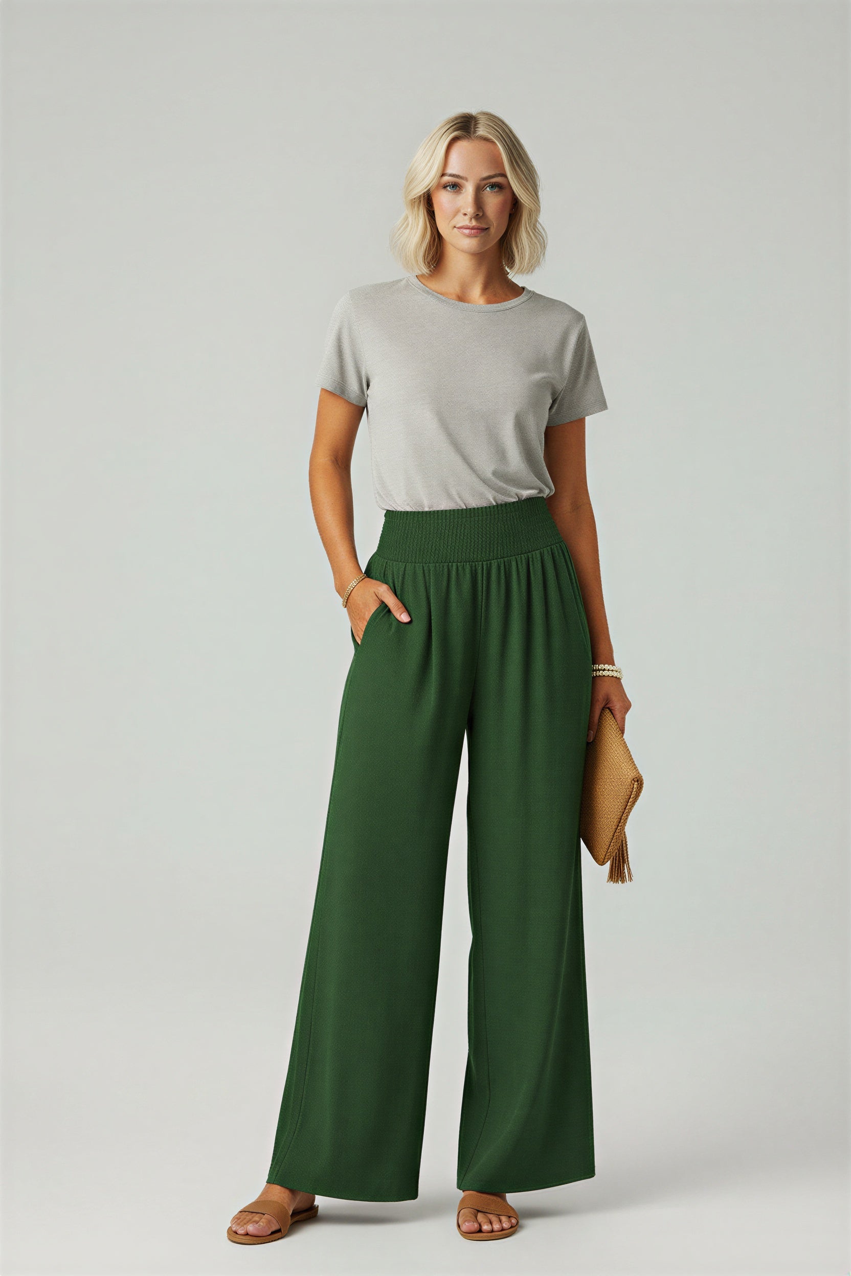 Anni -  Summer Linen Blend Wide Leg Pants