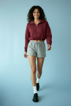 Lia | Cropped Hoodie with Zip and Drawstring