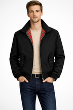 Liam | Men Zip Up Harrington Jacket with Tartan Lining