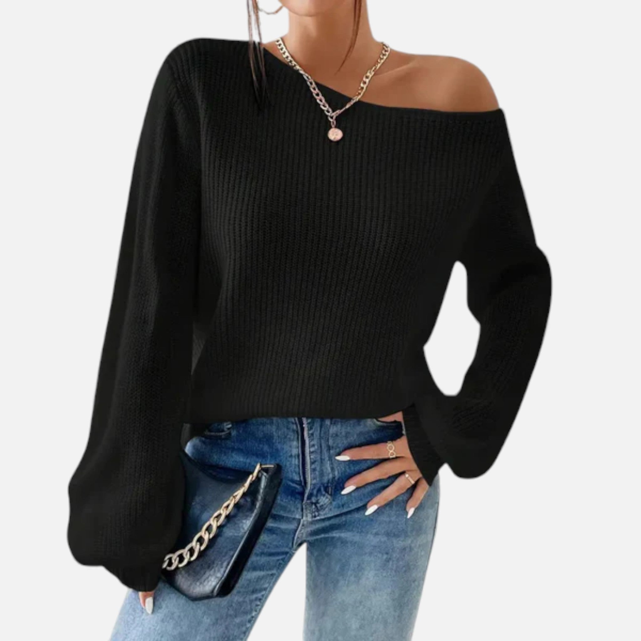 Lia | Women’s Off-Shoulder Jumper – Soft Knit Elegance
