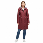 Lia | Women's Hooded Long Trench Coat Zipper Closure Full Sleeve Canvas Jacket with Pockets
