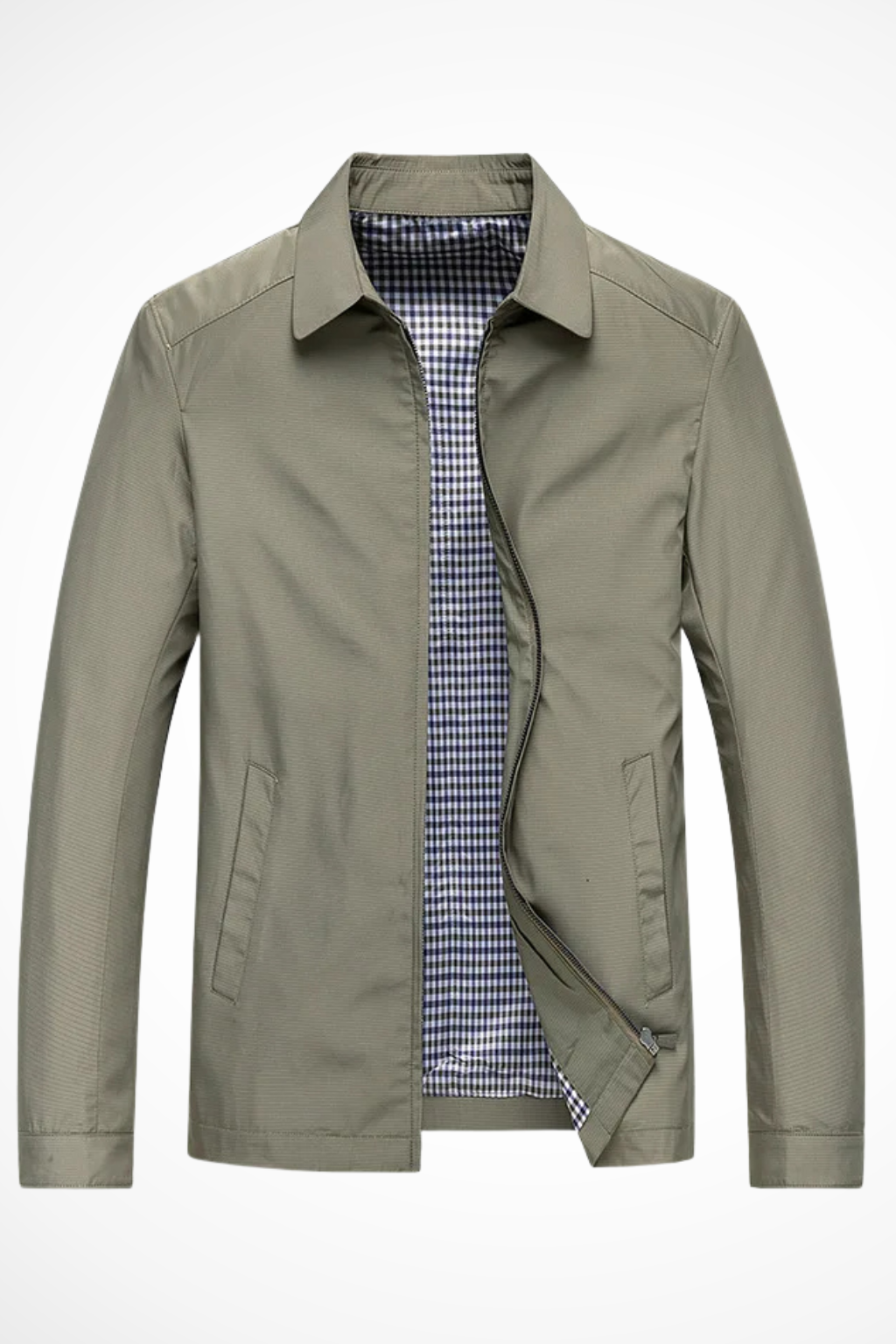 Liam | Men Collared Harrington Jacket with Check Lining
