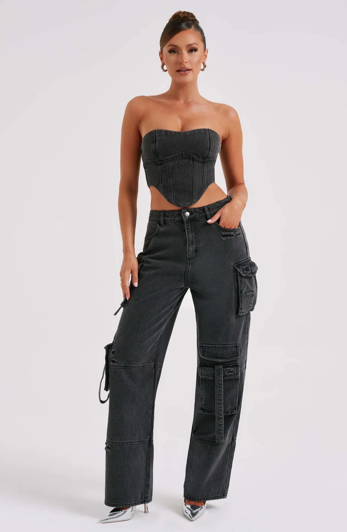 Lisa Maria - Spring/Summer Denim-Feel Strapless Corset Top