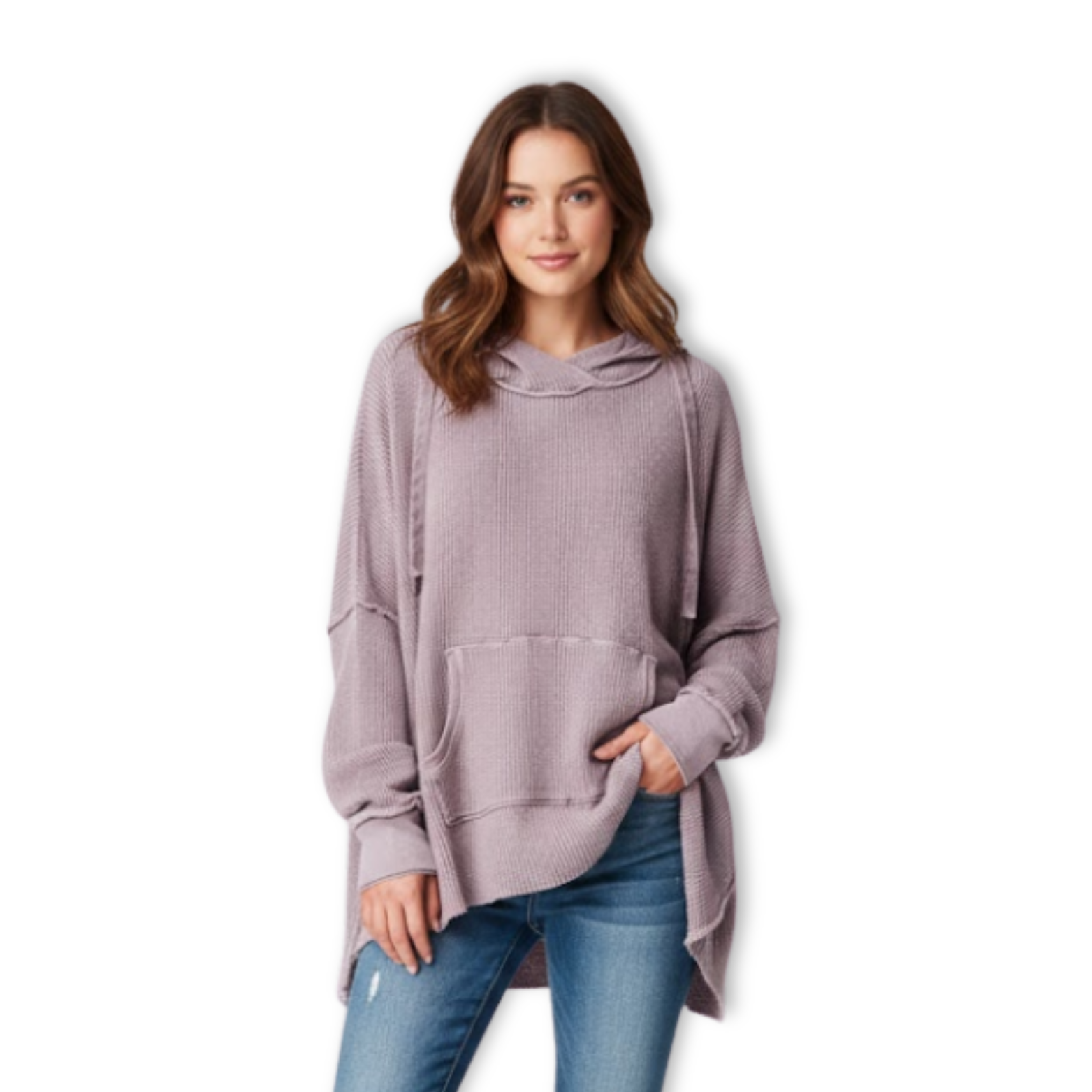 Lia | New Waffle Oversized Hoodies Women Long Sleeve Patchwork Jogger Sweatshirt