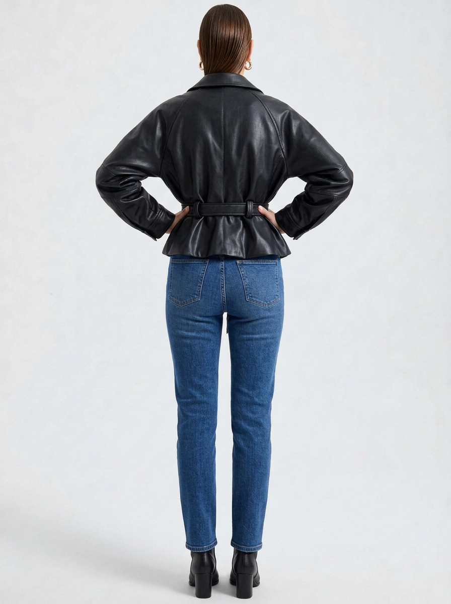 Lia | Belted Faux Leather Jacket