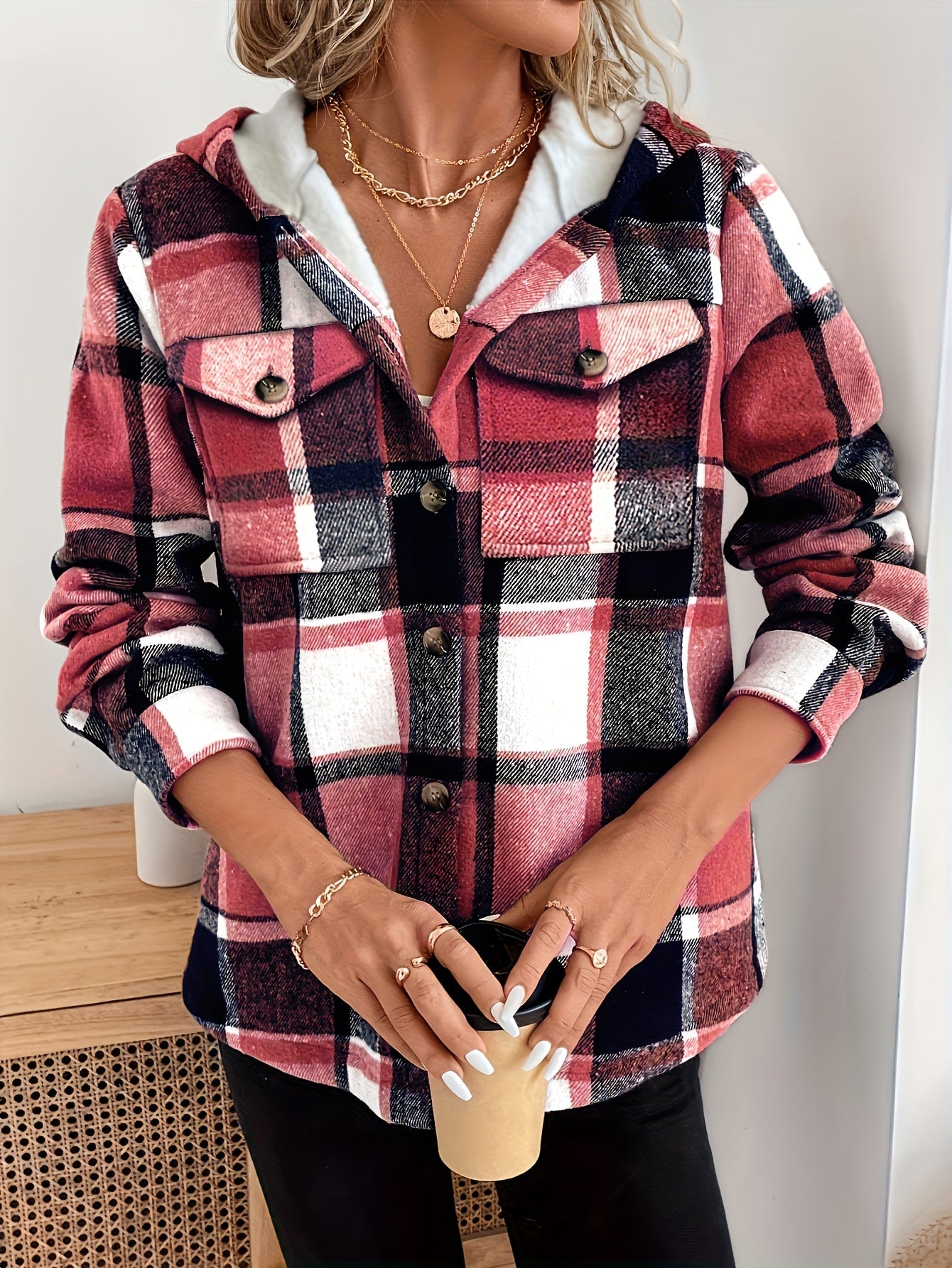 Lucy | Women’s Plaid Hooded Fleece Jacket
