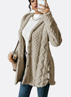 Lucy | Plush Elegance Hooded Jacquard Coat