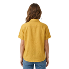 Lia | Women's Short Sleeve Cotton Blend Shirt Button Down Collared Blouse Relaxed Fit