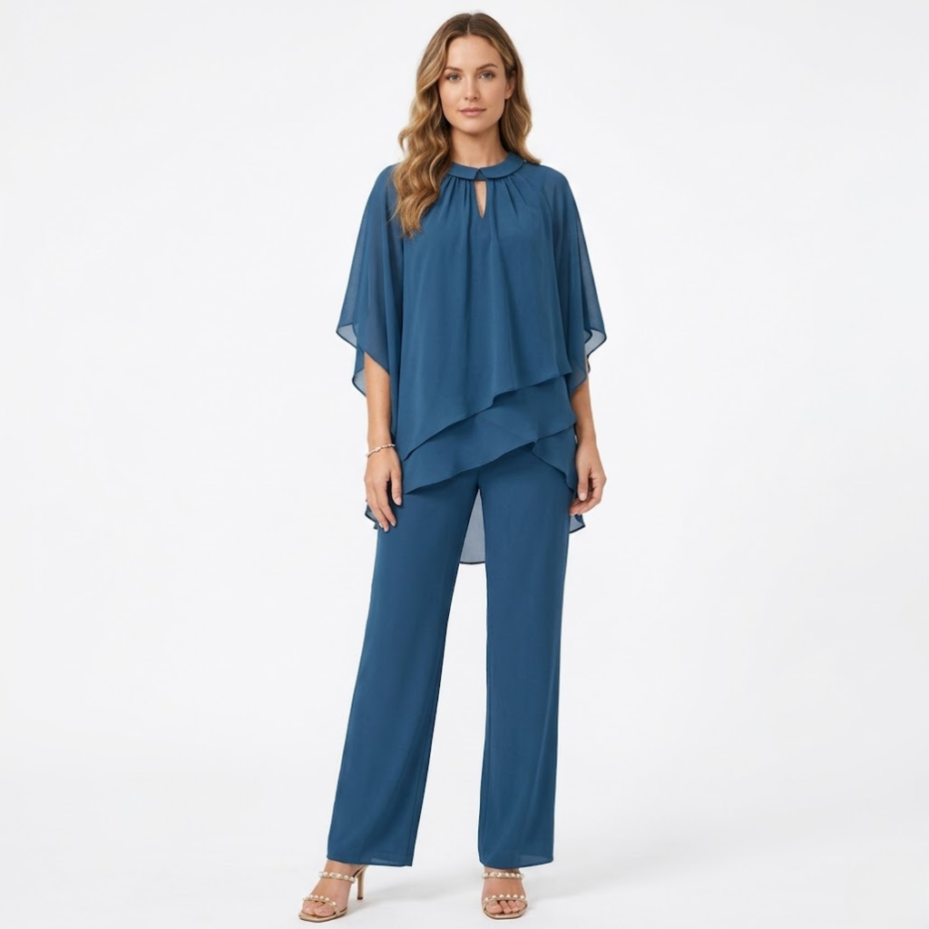 Lia | Pantsuit Elegant Chiffon Two Piece Set Formal Evening Guest Trouser Suit