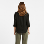 Lia | Women's Cotton Linen T-Shirt Half Sleeve Turn-Down Collar Loose Fit Casual Tee Top