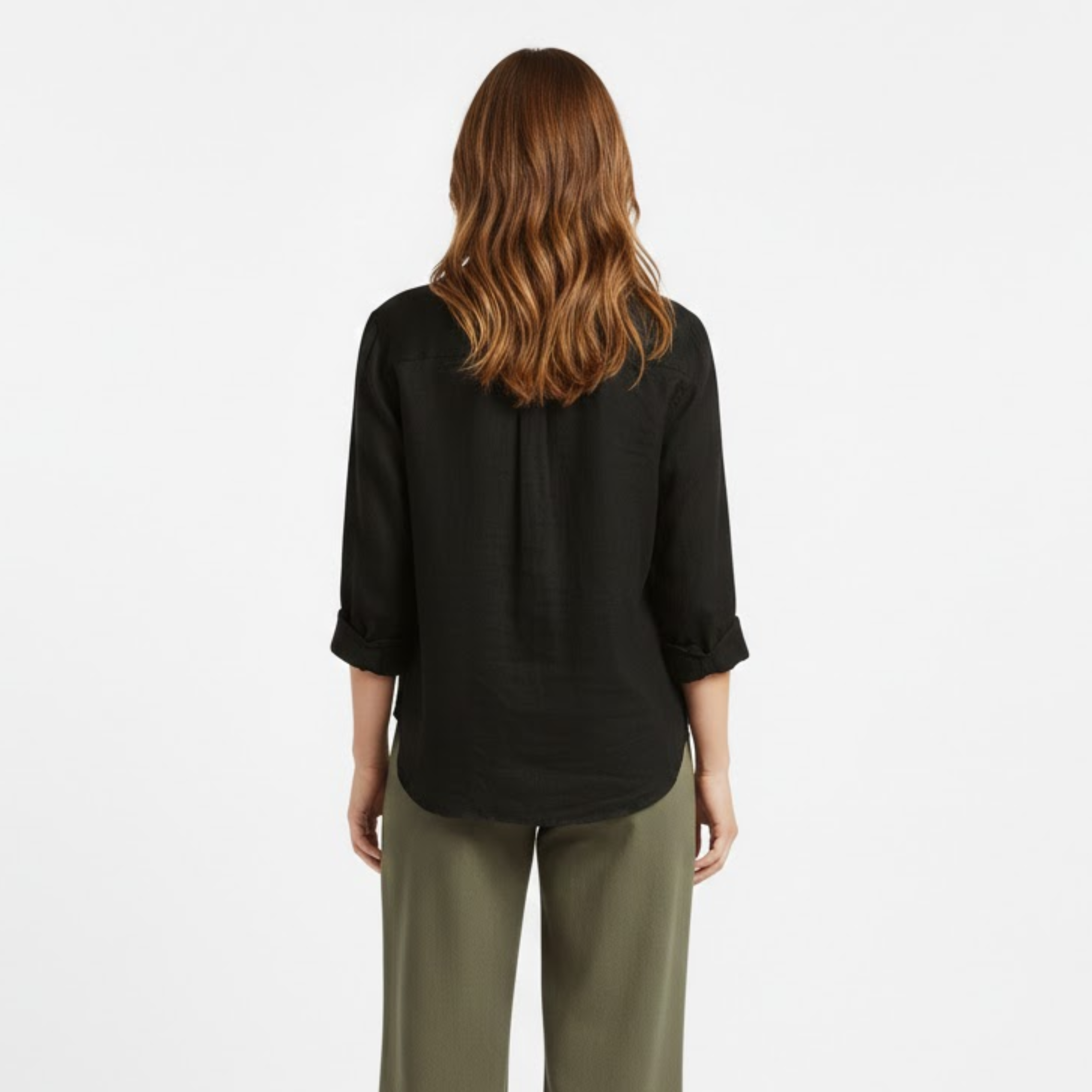 Lia | Women's Cotton Linen T-Shirt Half Sleeve Turn-Down Collar Loose Fit Casual Tee Top