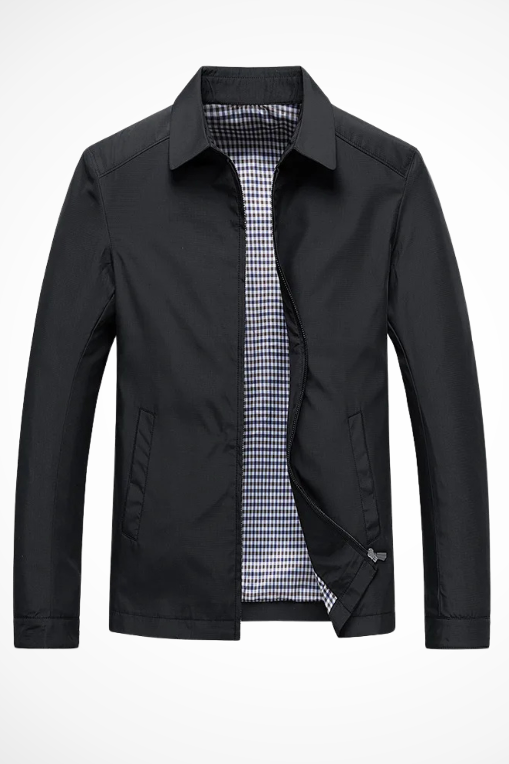 Liam | Men Collared Harrington Jacket with Check Lining