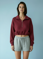 Lia | Cropped Hoodie with Zip and Drawstring