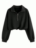 Lia | Cropped Hoodie with Zip and Drawstring