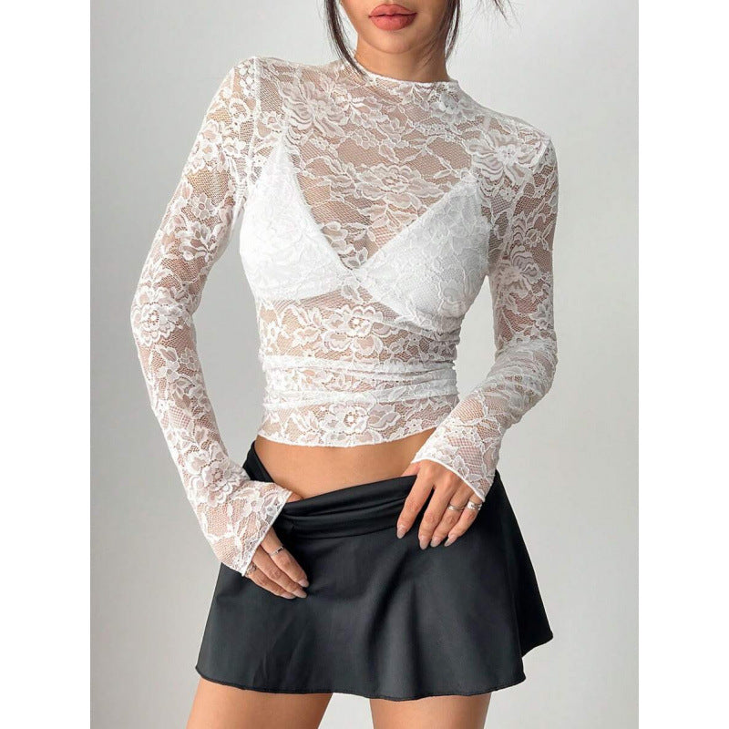 Women's Seductive Lace Top with Floral Pattern and Stretch | Taota
