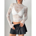 Women's Seductive Lace Top with Floral Pattern and Stretch | Taota