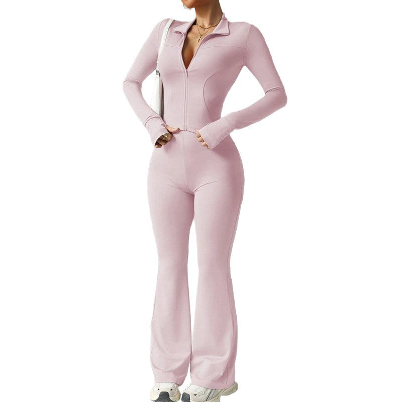 Women's Two-Piece Sports Set with Zip Top and Flared Trousers | Dylani