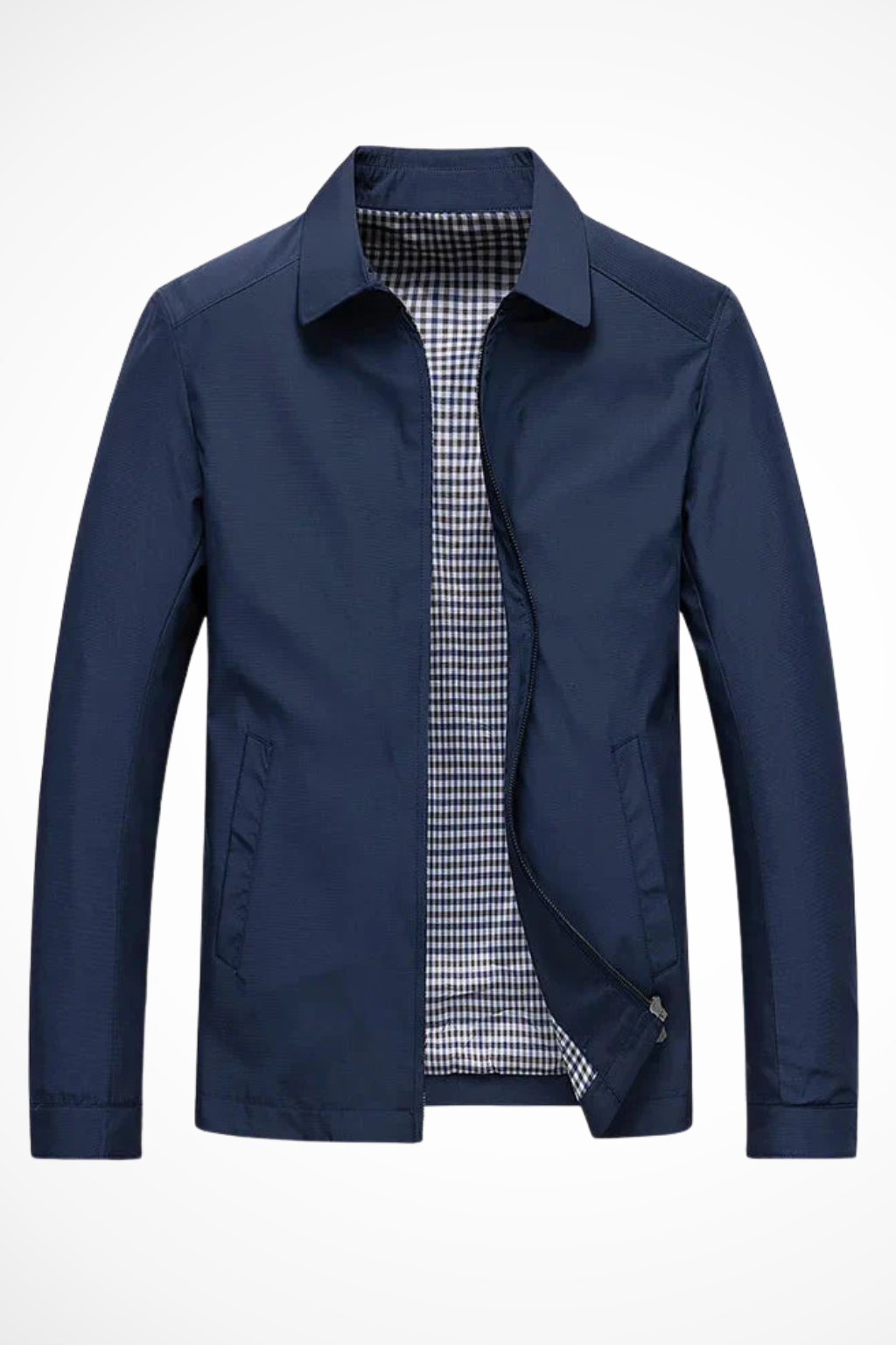 Liam | Men Collared Harrington Jacket with Check Lining