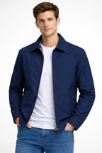 Liam | Men Collared Harrington Jacket with Check Lining