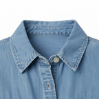 Lia | Women's Button Down Denim Shirt Long Sleeve Turn Down Collar Casual Cotton Blouse