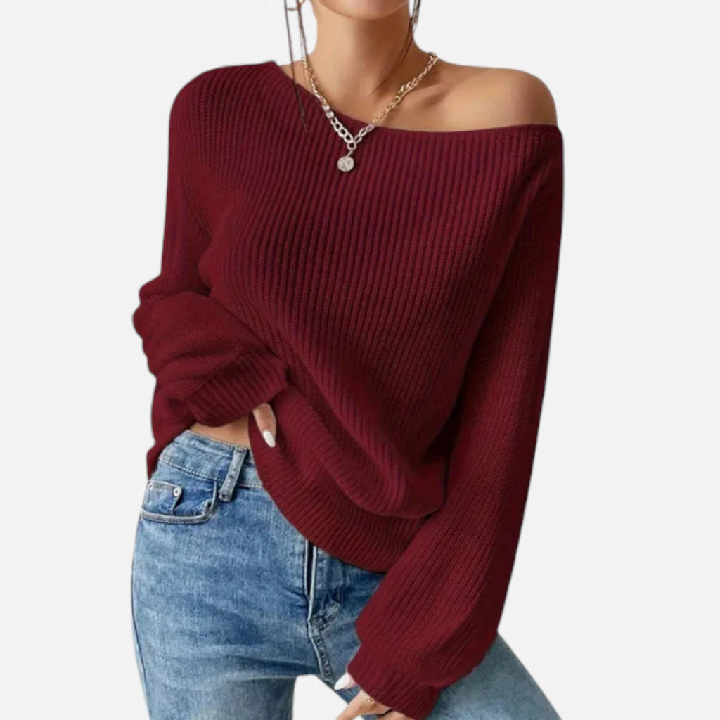 Lia | Women’s Off-Shoulder Jumper – Soft Knit Elegance