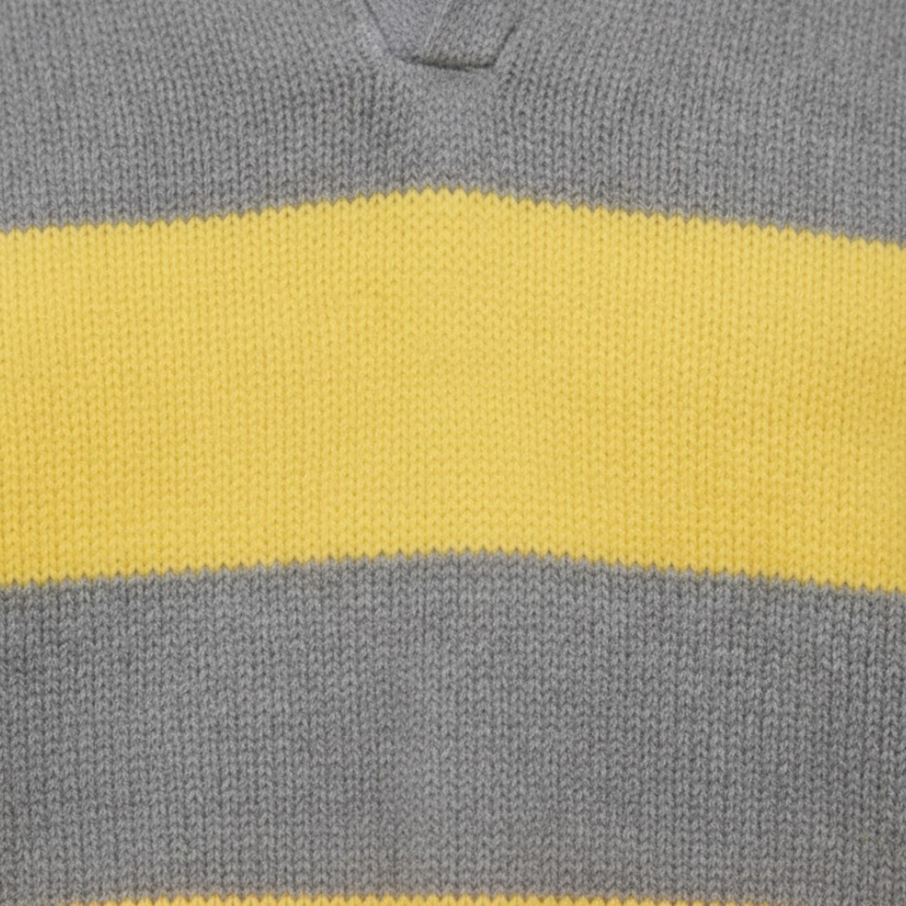Lia | Woman Fashion Streetwear Loose Polo Collar Stripe Sweater Pullover